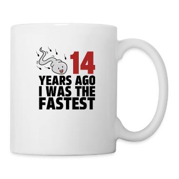 Vor 14 Jahren war ich der Schnellste - Tasse - Weiß - Rechts