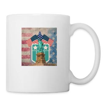 USA, Freiheitsstatue, Sterne und Gürtel. - Tasse - Weiß - Rechts