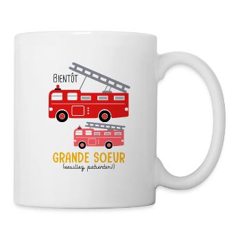 Sapeur Pompier grande soeur naissance bébé pompier - Mug blanc - blanc - Droite