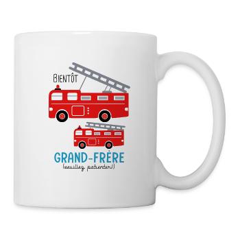 Sapeur Pompier grand frère naissance bébé pompiers - Mug blanc - blanc - Droite