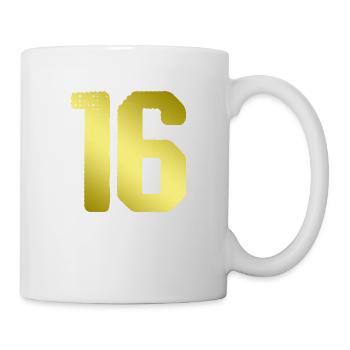 16 Maillot numéro - Mug blanc - blanc - Droite