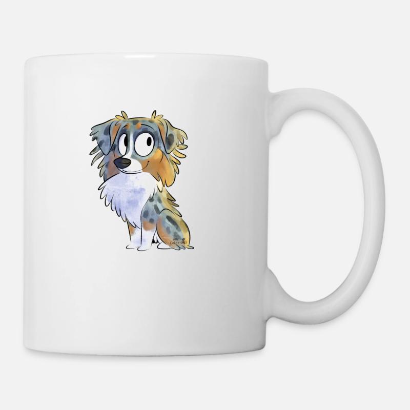 Chibi Berger Australien - bleu MerleTricolore - Mug blanc - blanc