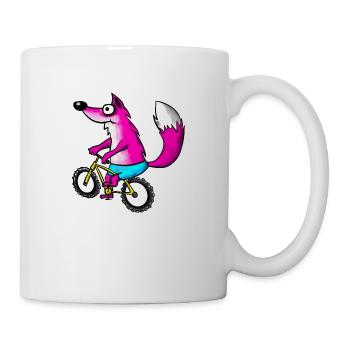 Fuchs mit MTB Pink - Tasse - Weiß - Rechts