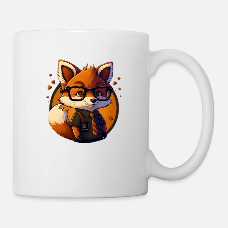 Mignon mignon Mignon Cartoon Fox avec des lunettes - Mug blanc - blanc