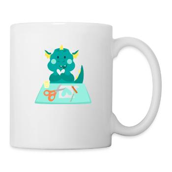 Dragon at a crafting station - Mug - white - Right