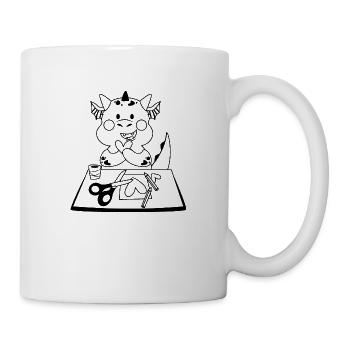 Drache an einer Handwerksstation schwarz - Tasse - Weiß - Rechts