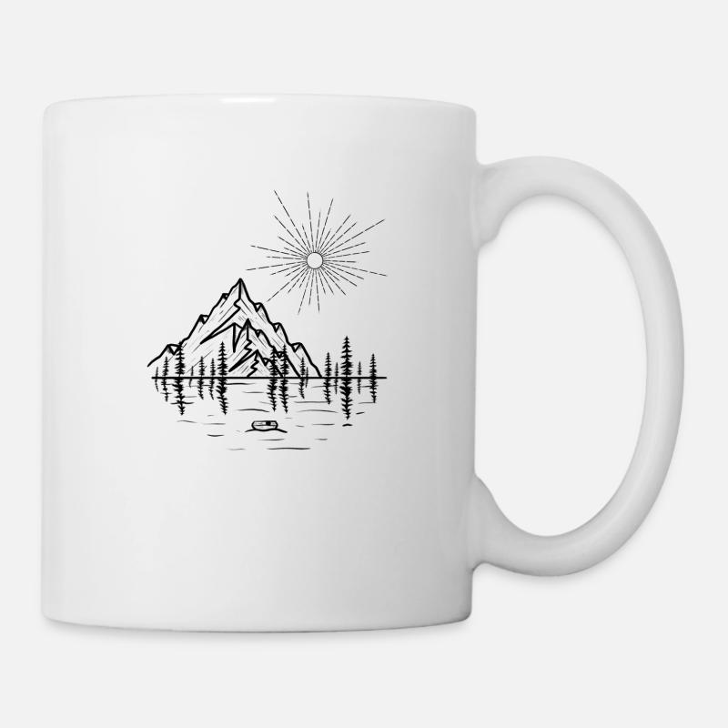 Un paysage avec des montagnes au bord du lac - Mug blanc - blanc