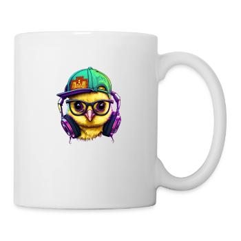 Poussin mignon avec une casquette élégante et des écouteurs - Mug blanc - blanc - Droite