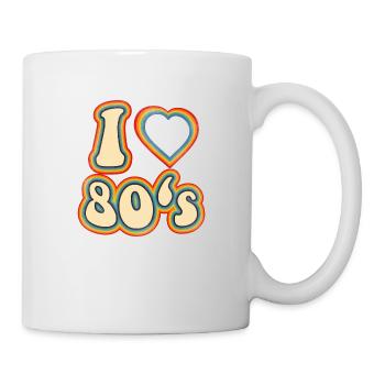 ich liebe die 80er Regenbogen Shirt - Tasse - Weiß - Rechts