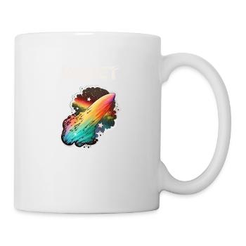 Kometensturm: Ein futuristisches Regenbogen Design - Tasse - Weiß - Rechts