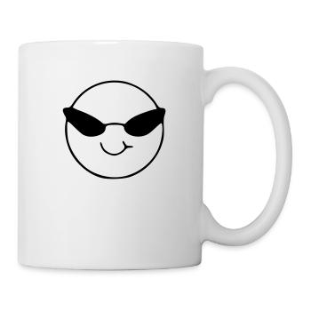 Emoji sketch cool noir - Mug blanc - blanc - Droite