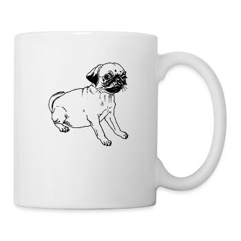 Mops guckt - Tasse - Weiß - Rechts