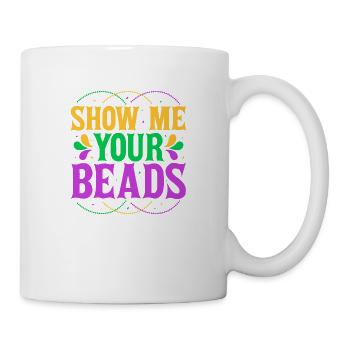 Montrez-moi vos perles défilé du Mardi Gras - Mug blanc - blanc - Droite