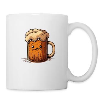 Moustache hipster beer illustration design - Mug - white - Right