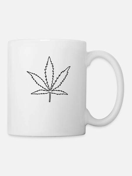 Minimalistisches Hanfblatt - Tasse - Weiß