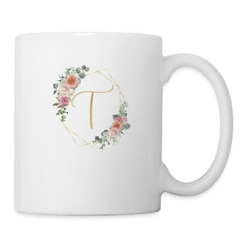 Monogramme T Floral personnalisable - Mug blanc - blanc - Droite