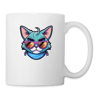 Chat cool avec des lunettes de soleil - Mug blanc - blanc - Droite