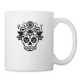 Totenkopf und Blumen - Tasse - Weiß - Rechts