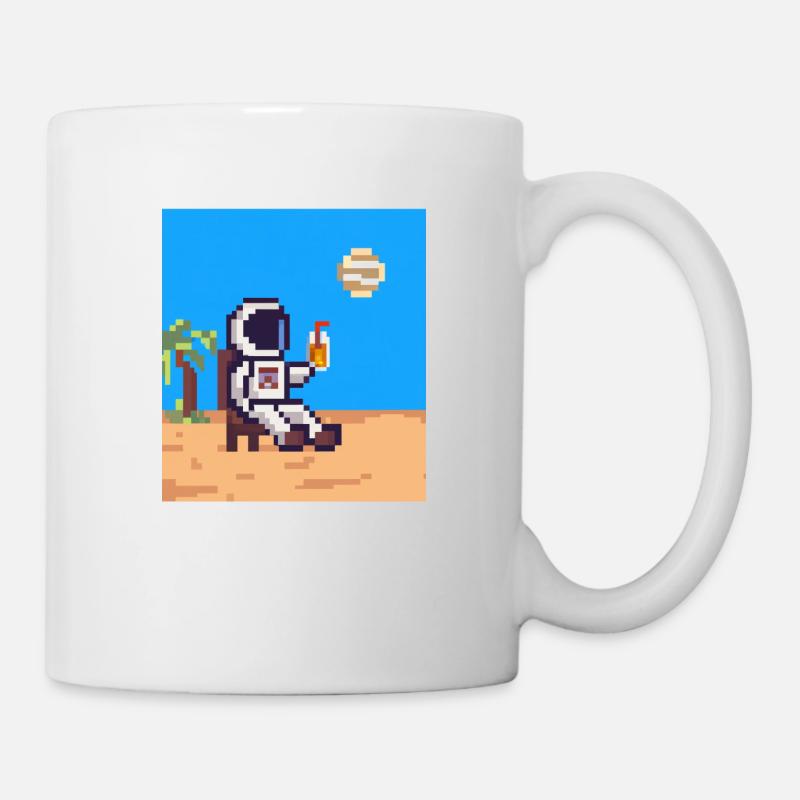 Astronaut on vacation Pixelart - Mug - white