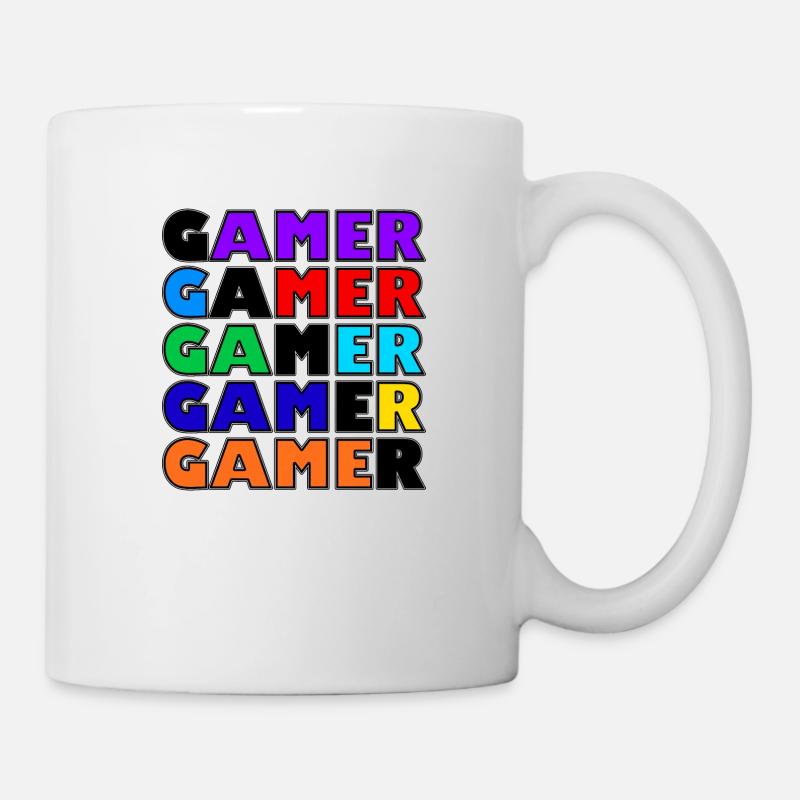 Retro multicolored black gamer - Mug - white