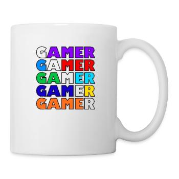 Mehrfarbiger weißer Retro-Gamer - Tasse - Weiß - Rechts