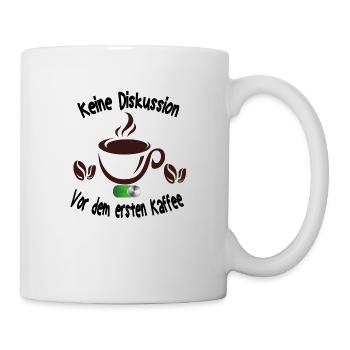 Keine Diskussion Vor dem ersten Kaffee T-Shirt - Tasse - Weiß - Rechts