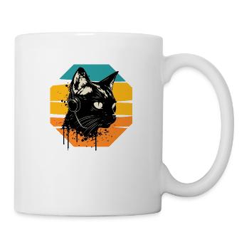 Cat Wearing Headphones | cat wearing earphones - Mug - white - Right