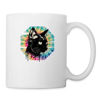Cat Wearing Headphones | cat wearing earphones - Mug - white - Right
