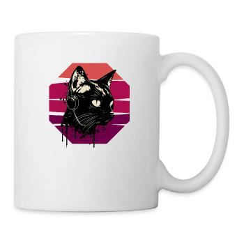 Cat Wearing Headphones | cat wearing earphones - Mug - white - Right