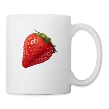 Saftige rote Erdbeere, Sommer, Erdbeere, Frühling, - Tasse - Weiß - Rechts