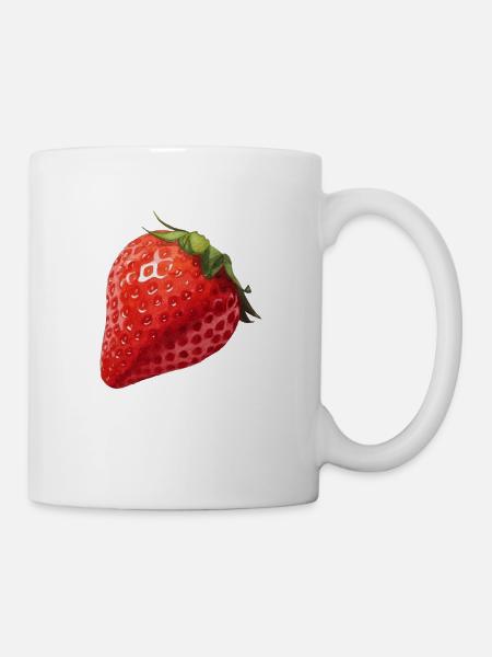 Saftige rote Erdbeere, Sommer, Erdbeere, Frühling, - Tasse - Weiß