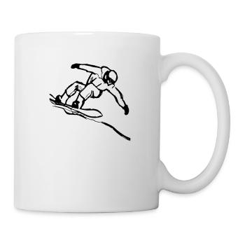 Handgezeichnete Skizze eines Snowboarders - Tasse - Weiß - Rechts