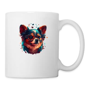 Chihuahua dog with glasses as a hipster animal woof - Mug - white - Right