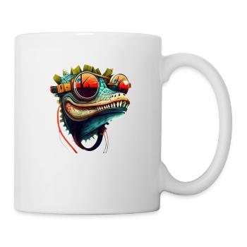 Crocodile head as a reptile in cool with sunglasses - Mug - white - Right
