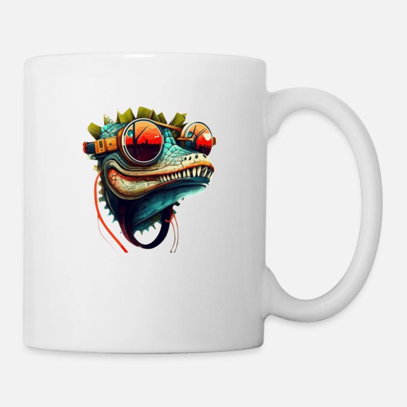 Krokodil Kopf als Reptil in cool mit Sonnenbrille - Tasse - Weiß