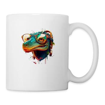 Reptile with glasses Dragon or crocodile in summer - Mug - white - Right