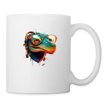 Soleil d’été Crocodile hawaïen avec lunettes de coiffage - Mug blanc - blanc - Droite