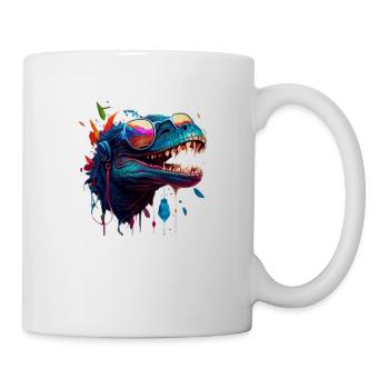 Echse zeigt Coolness als Alligator und Kroko - Tasse - Weiß - Rechts