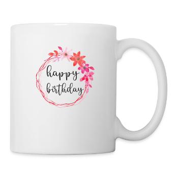 Joyeux anniversaire Cadeau Fleurs Fille - Mug blanc - blanc - Droite