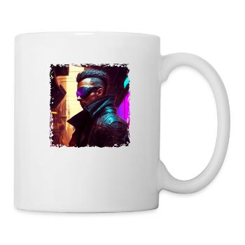 Artwork Soldat im Cyber Setting der Zukunft - Tasse - Weiß - Rechts