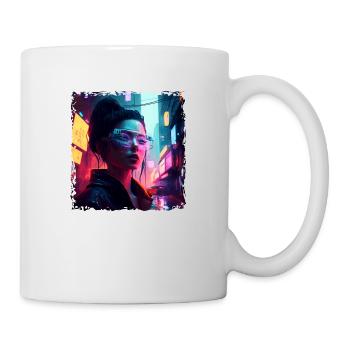 High Tech Punk Hackerin in der Zukunft von Morgen - Tasse - Weiß - Rechts
