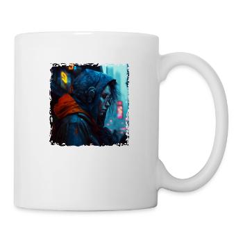 Girl in a Dystopian Dark Cyber Future - Mug - white - Right