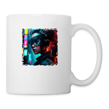 Weibliche Cyborg Soldatin in Science Fiction Art - Tasse - Weiß - Rechts