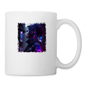 Sci-Fi Cyber Soldatin mit Netzwerk verbunden - Tasse - Weiß - Rechts