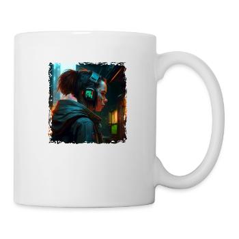 Sci Fi Aktivistin in einem düsteren Cyber Krieg - Tasse - Weiß - Rechts