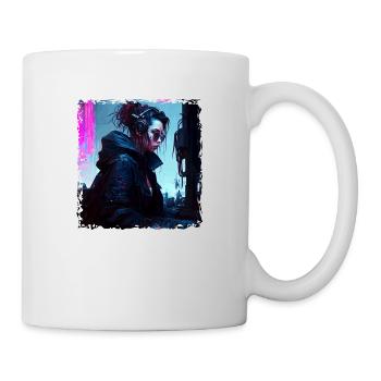 Eine weibliche Soldatin der Zukunft im Untergrund - Tasse - Weiß - Rechts