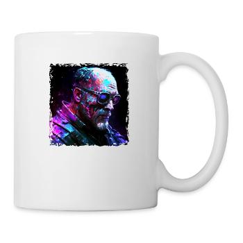 Alter High Tech Cyborg oder Android im Neonlicht - Tasse - Weiß - Rechts
