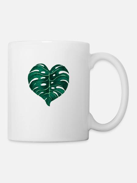 Monstera Deliciosa Blatt - Tasse - Weiß