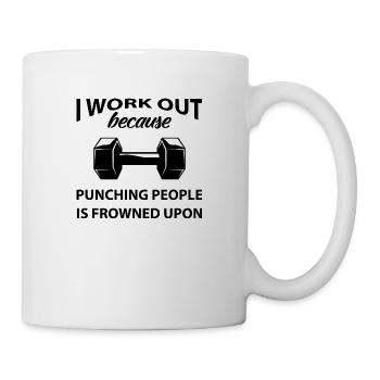 Ich mache Krafttraining. Lustiges Fitness-Geschenk - Tasse - Weiß - Rechts