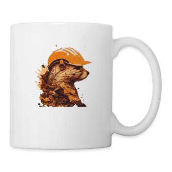 Ein Frettchen Arbeiter mit einem gelben Bauhelm - Tasse - Weiß - Rechts